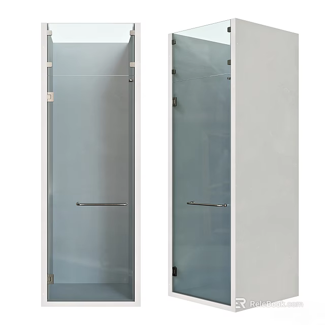Modern Contemporary Shower Sauna Design With Glass Enclosures And Metal Handles 3d model 