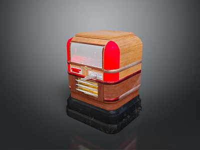Vintage Wooden Radio With Red Accents And Classic Control Panel Design 3d model