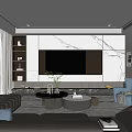 Modern Living Room Interior With TV Wall Sofa Coffee Table And Floor to Ceiling Windows