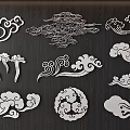 Elegant White Traditional Chinese Cloud Scroll Pattern Wall Hangings For Home Decoration 3d model