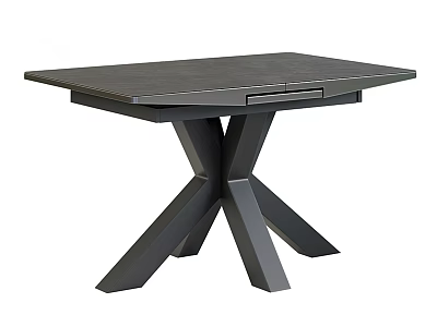 Modern Dark Colored Dining Table With Square Tabletop And Crossed Legs Design 3d model