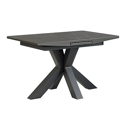 Modern Dark Colored Dining Table With Square Tabletop And Crossed Legs Design 3d model