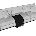 Modern White Sectional Sofa with Soft Pillows and Black Throw Blanket 3d model