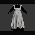 Maid Style Dress Featuring Black Long Sleeves White Apron and Ruffled Collar Details