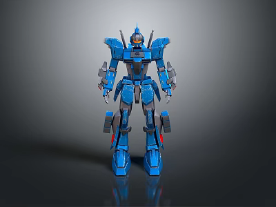 Blue Mech Game and Movie Character 3D Model With Detailed Robotic Design 3d model