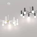 Modern Chandeliers with White Black Arms Gold Accents and Multiple Bulbs