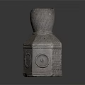 Carved Stone Pillar with Hexagonal Base Round Top and Intricate Engravings on Surface 3d model