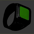 Stylish Black Ring With Square Green Gemstone And Modern Design Elements 3d model