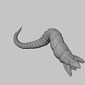 Brownish Yellow Segmented Creature 3D Model With Open Mouth And Sharp Teeth