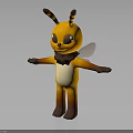 3D Cartoon Bee Character With Yellow Orange Body Striped Antennae And White Wings