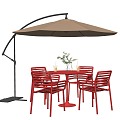 Modern Outdoor Table and Chair Combination Outdoor Iron Table and Chair Sunshade Umbrella 3d model