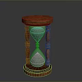 Classic Hourglass Design With Wooden Frame Base Top Decorative Pillars And Silver Sandglass