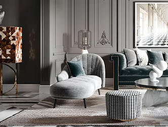French Living Room Home Living Room 3d model