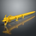 Yellow Long Dragon Figure With Detailed Head And Claws On Black Background With Reflection