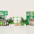 Green Themed Milk Tea Shop Photo Check In Spot With Green Plants And Decorations