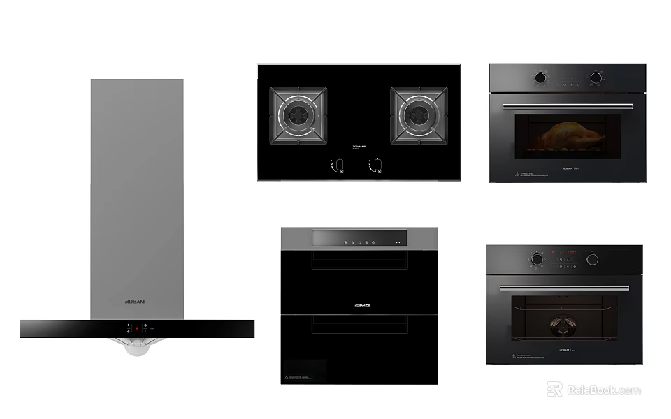 Essential Modern Kitchen Appliances Including Range Hood Gas Hob And Ovens 3d model 