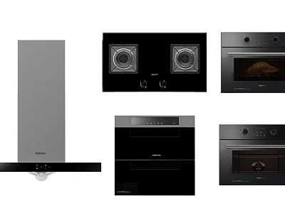 Essential Modern Kitchen Appliances Including Range Hood Gas Hob And Ovens 3d model