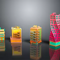 Colorful Modern Building Models With Twisted Structure Multiple Floors And Bright Windows