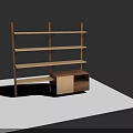Wooden Multi Tier Shelving Unit With Open Shelves And Attached Side Cabinet