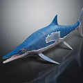 Blue Prehistoric Ichthyosaur Marine Creature Model With White Patches And Long Snout
