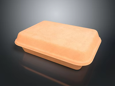 Orange Disposable Foam Lunch Box With Lid For Takeout Food Storage 3d model