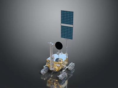 Space Exploration Rover With Dual Solar Panels Circular Antenna And Wheels 3d model