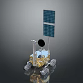 Space Exploration Rover With Dual Solar Panels Circular Antenna And Wheels 3d model