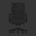 Modern Black Leather Office Chair With Armrests Swivel Base And Wheels