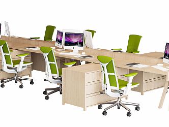 modern office desk and chair 3d model