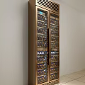 Modern Wine Cooler With Glass Door And Multiple Wine Bottle Storage Racks