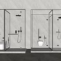 Modern Glass Hinged Bathroom Door Design With Shower Enclosure And Toilet