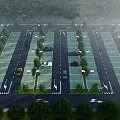 Well Organized Parking Lot With Multiple Spaces Trees And Parked Cars