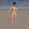 Woman in White Bikini Standing with Arms Naturally Hanging Pose