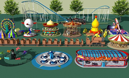 Modern Amusement Equipment Amusement Park Equipment Supporting Facilities 3d model