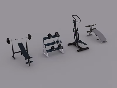 Modern fitness equipment gym sports supplies furnishings portfolio 3d model