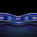 Modern Tech Stage Design With LED Screens And Infinity Theme Lighting 3d model
