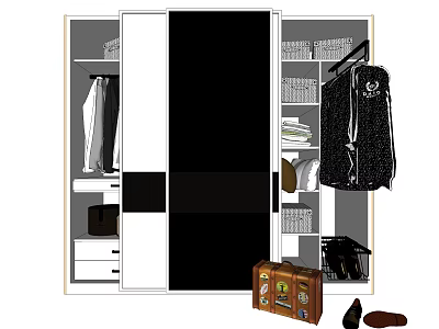Modern Wardrobe Interior Design With Sliding Doors Hanging Space Drawers And Storage Compartments 3d model