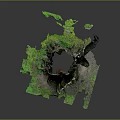Rustic Natural Wood Stump Decoration With Textured Bark Green Moss And Stone Base