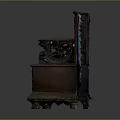 Antique Wooden Bench With Intricate Carved Animal Figures And Dark Wood Design