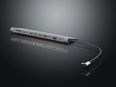 USB C Hub Digital Accessory With Multiple Ports For Device Connectivity And Charging Cable 3d model