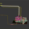 Industrial Equipment With Long Silver Pipe Green Main Body And Platform Structure