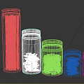 Transparent Glass Jars With Brown Lids Storing Various Colored Food Sticks And Chunks