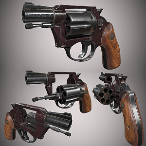 modern revolver pistol 3d model