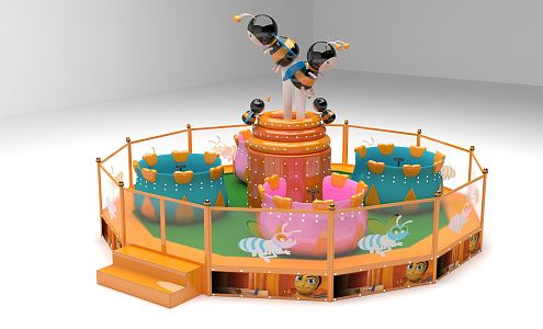 Modern amusement equipment rotating coffee cup 3d model