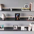 Nordic Bookshelf Storage Rack Book Decorations One-word Board Luminous Wall Hanging Bookshelf Partition 3d model