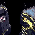 Futuristic Architecture Featuring Tall Modern Buildings With Neon Lighting And Reflective Surfaces