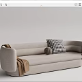 Beige Sectional Sofa With Checkered Pillow Pumpkin Decor And Brown Blanket 3d model