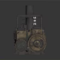 Vintage Industrial Mechanical Equipment With Chimney Stack Metal Frame And Motor Unit