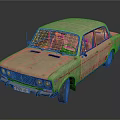 Vintage Classic Sedan Car With Weathered Rustic Exterior And Retro Design