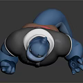 Blue Anthropomorphic Game Character With Gray Top Brown Pants And Open Hands Gesturing 3d model